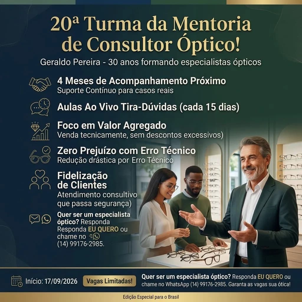 Arte oficial do curso Formação de Gerentes para Óptica